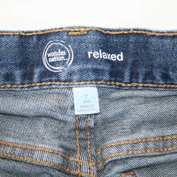 BOYS 7 SLIM WAIST BLUE JEANS RELAXED FIT NICE CONDITION POCKETS ADJUSTABLE WAIST - Picture 7 of 16